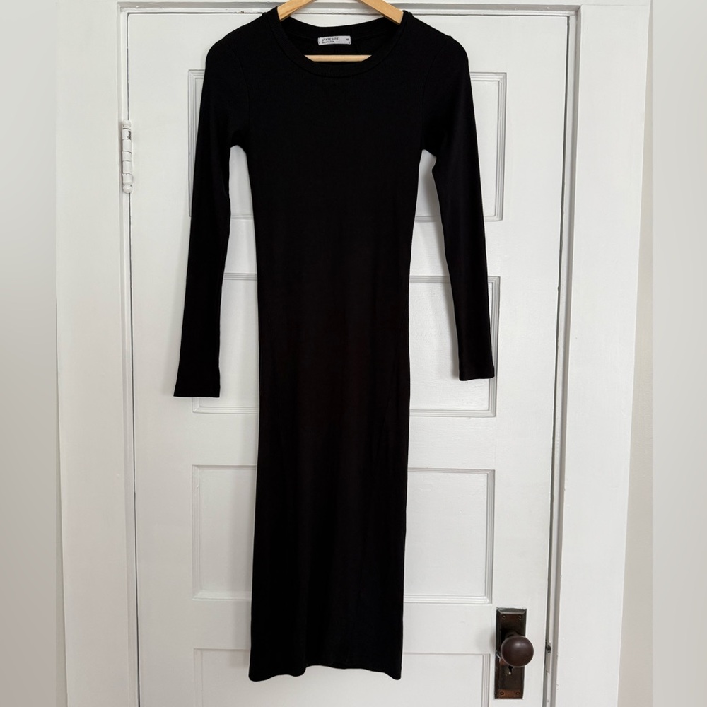 Stateside Ribbed Bodycon Long Sleeve Black Dress Size XS